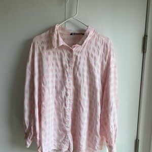 Zara Light Pink Gingham Blouse